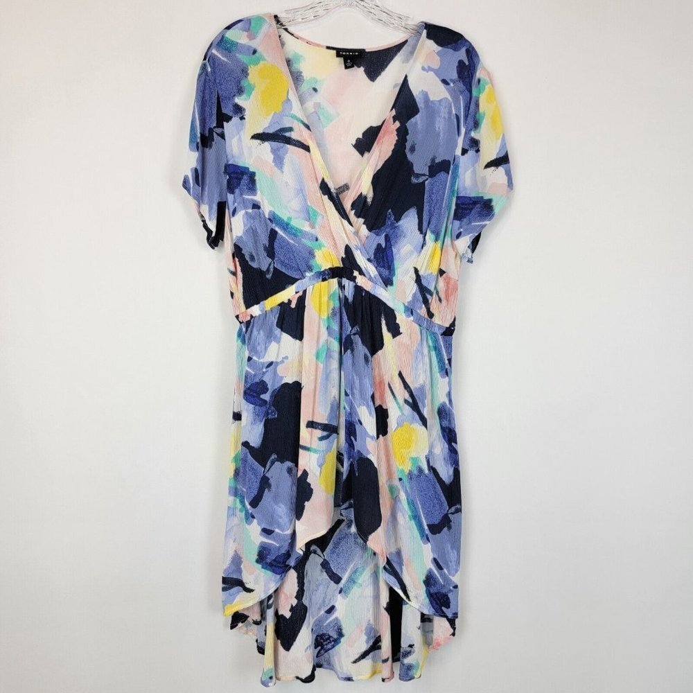 Torrid Babydoll Gauze Surplice Tunic Top Womens Size 0 Large Pastel Watercolor